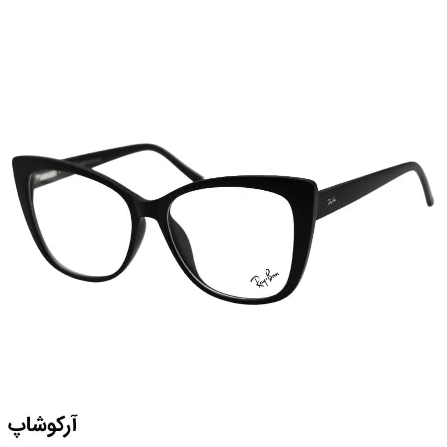عینک طبی زنانه 4 کاوره با فریم شکل گربه ای، رنگ مشکی مات، از جنس کائوچو و لولا فنردار ریبن مدل TR2328 — تصویر ۴