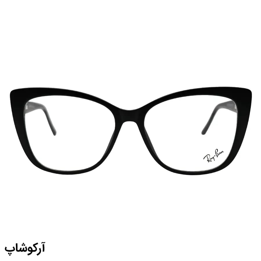 عینک طبی زنانه 4 کاوره با فریم شکل گربه ای، رنگ مشکی مات، از جنس کائوچو و لولا فنردار ریبن مدل TR2328 — تصویر ۳