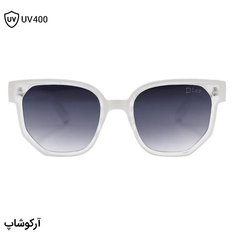 عینک آفتابی زنانه Dior با فریم مربعی شکل، دو رنگ (سفید و بیرنگ) و لنز دودی سایه روشن مدل 2178 — تصویر ۳