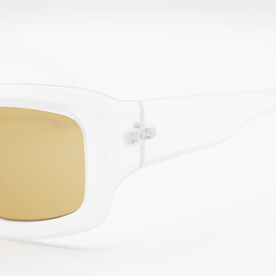 عینک آفتابی OFF-White فانتزی، شکل چند ضلعی، رنگ کرمی و لنز قهوه ای مدل YT7732 — تصویر ۱۱