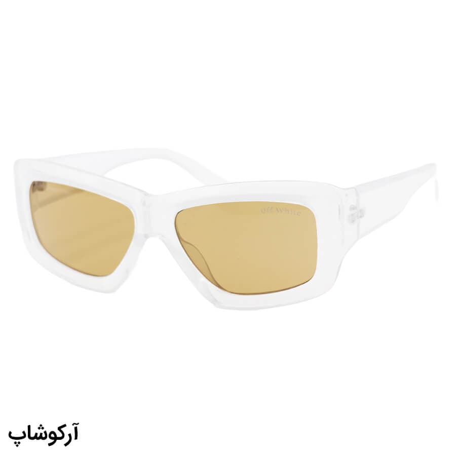 عینک آفتابی OFF-White فانتزی، شکل چند ضلعی، رنگ کرمی و لنز قهوه ای مدل YT7732 — تصویر ۷