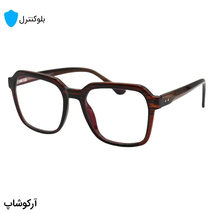عینک بلوکنترل با فریم شکل مربعی، رنگ قهوهای، دسته سیمدار و لنز بلوکنترل ژاپنی برند Star مدل 250614 — تصویر ۴
