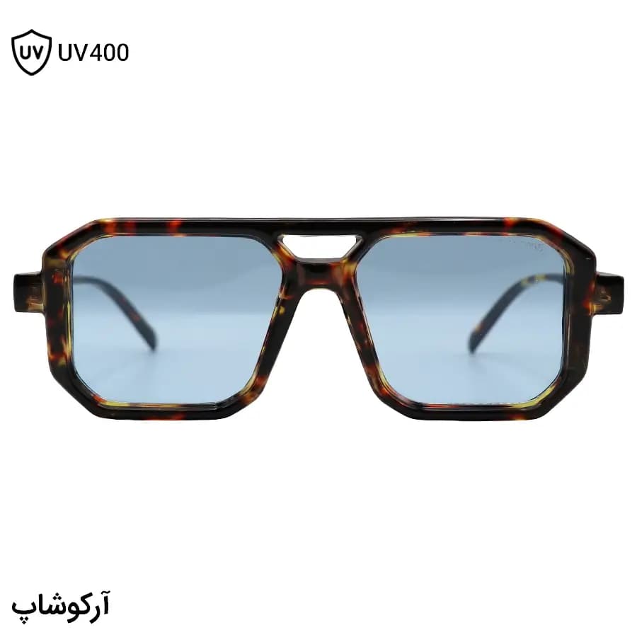 عینک دید در شب مارک جیکوبز با فریم مربعی شکل، رنگ هاوانا براق و لنز آبی مدل ZN3903 — تصویر ۳