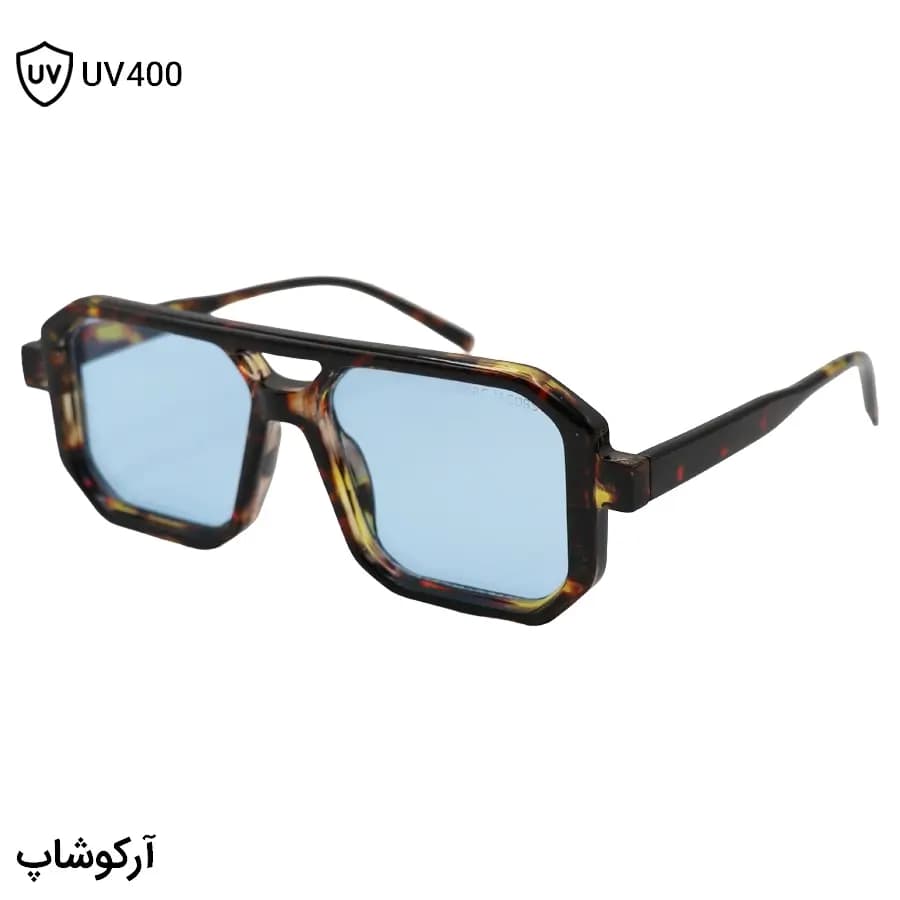 عینک دید در شب مارک جیکوبز با فریم مربعی شکل، رنگ هاوانا براق و لنز آبی مدل ZN3903