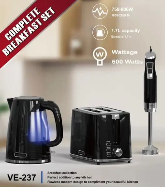ست صبحانه وگاترونیکس VE-237 (کتری برقی، تستر نان و گوشت کوب)