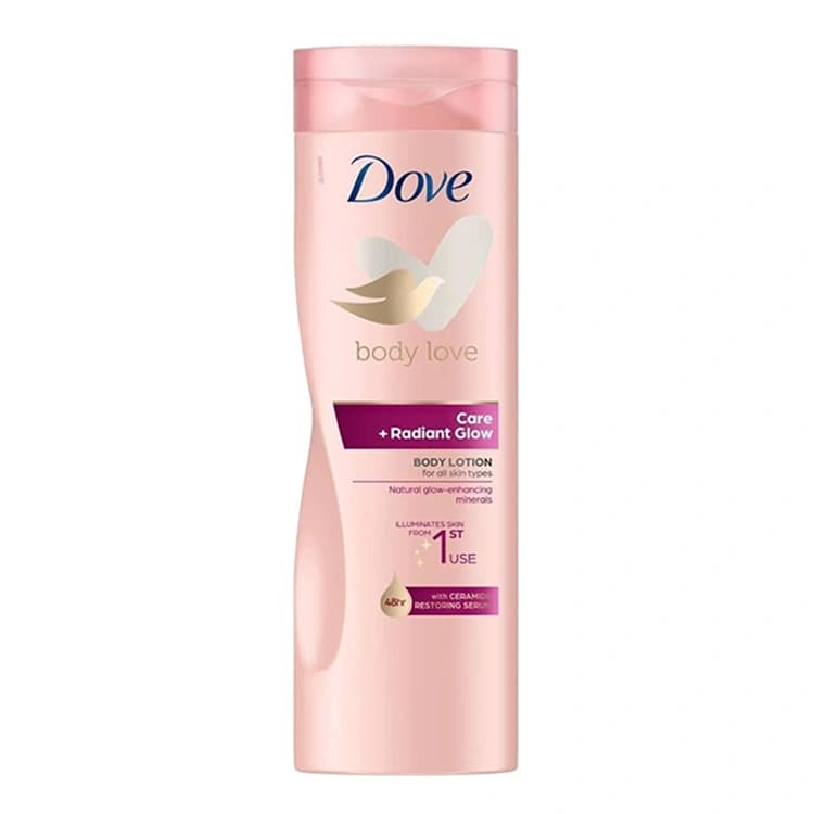 لوسیون بدن Dove مدل Care plus Radiant Glow حجم 400 میلی لیتر
