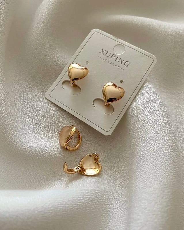 گوشواره آیینه ای حلقه ای قلب ژوپینگ