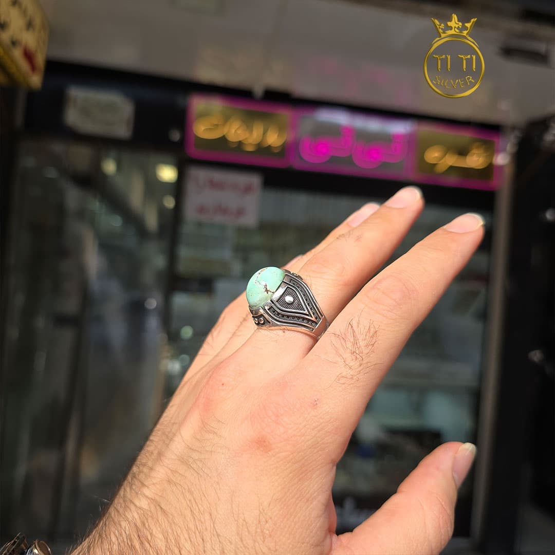 انگشتر نقره فیروزه نیشابور رکاب ترک 017 — تصویر ۶