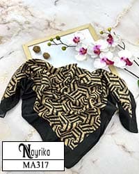 مینی اسکارف طلایی برند گوچی با خطوط مشکی کد MA317
