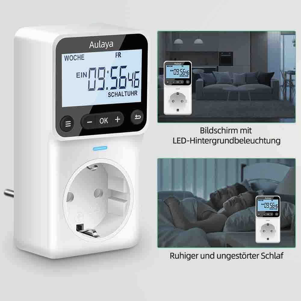 پک دو عددی پریز تایمر دار دیجیتالی برند Aulaya R100 — تصویر ۵