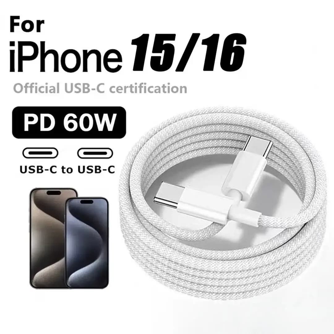کابل آیفون 16 1 متر 60وات مدل IPHONE 16 USB-C — تصویر ۵