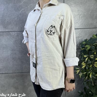 شومیز کتان کرمی گلدوزی شده — تصویر ۵