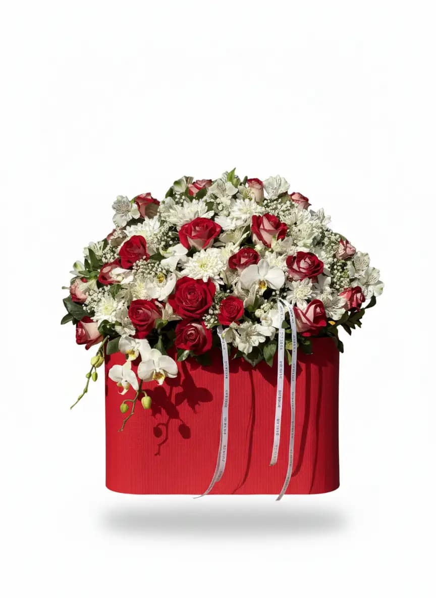 باکس گل رز و ارکیده | Green Flower long box No.3 | پلتفرم سبز | هایپرمارکت گل و گیاه