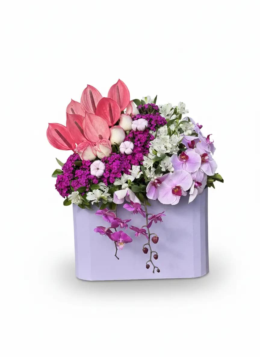 باکس گل آنتوریوم و ارکیده | Green Flower long box No.6 | پلتفرم سبز | هایپرمارکت گل و گیاه