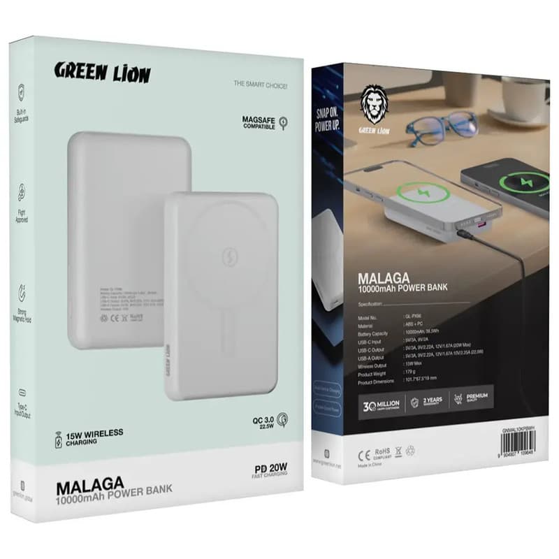 پاوربانک 20 وات گرین لاین مدل MALAGA ظرفیت 10000 میلیآمپرساعت — تصویر ۲