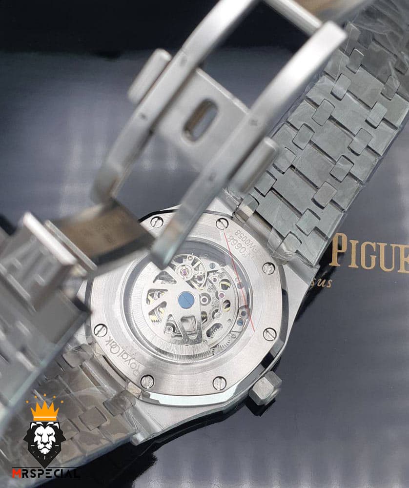 ساعت مردانه اودمار پیگه اتوماتیک استیل صفحه اسکلتون ابی AUDEMARS PIGUET ROYAL 01567 — تصویر ۳