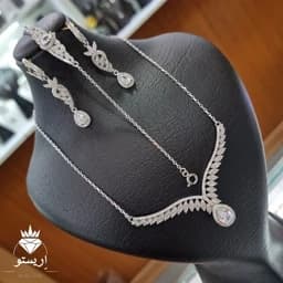 سرویس نقره جواهری سوپر میکرو با عیار 925 و آبکاری طلاسفید کیفیت درجه 1 — تصویر ۳