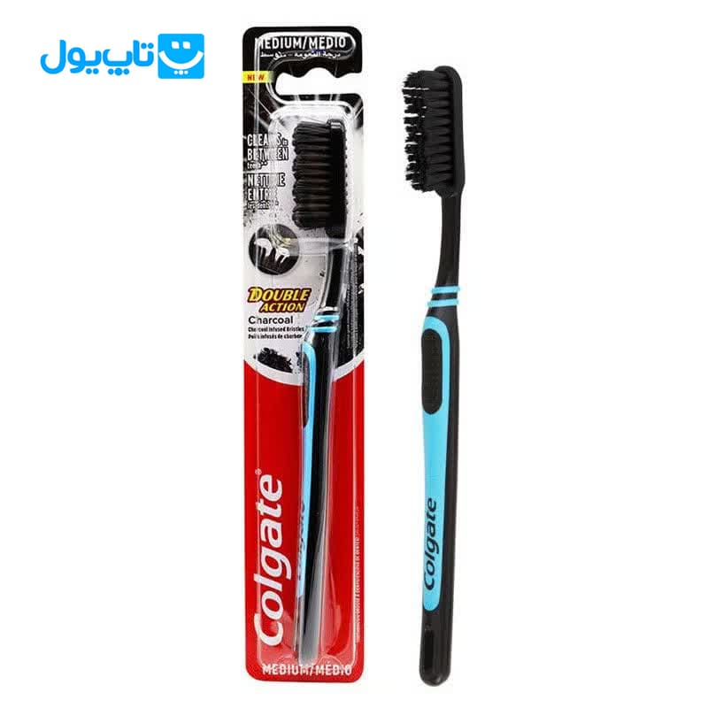 مسواک کلگیت Colgate مدل Double Action ذغالی با برس متوسط Medium