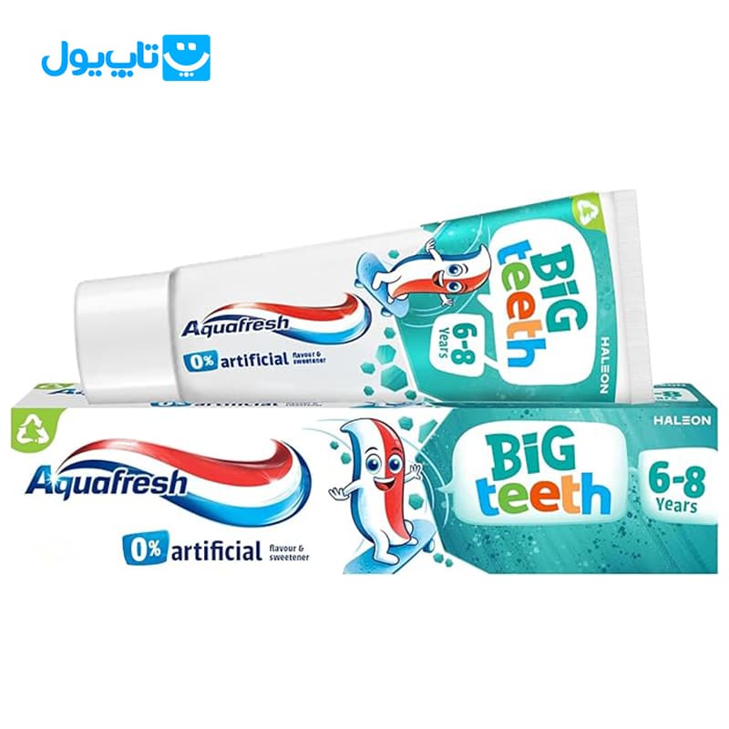 خمیردندان بچهگانه آکوافرش Aquafresh مدل Big Teeth مناسب سن 6تا8 سال حجم 50 میلیلیتر — تصویر ۲