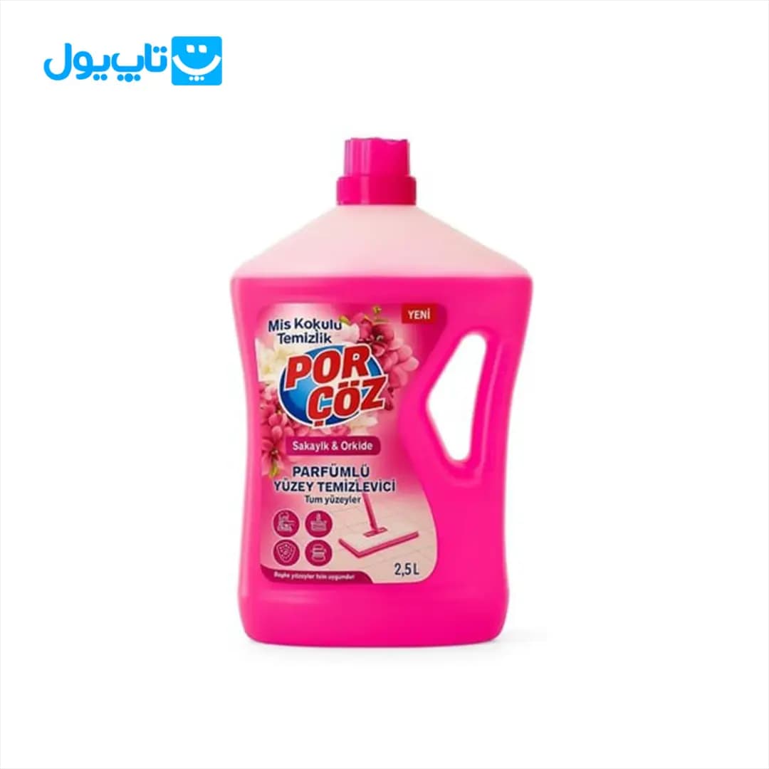مایع پاک کننده سطوح پورچوز Porcoz رایحه گل شقایق و ارکیده حجم 2500 میلی لیتر