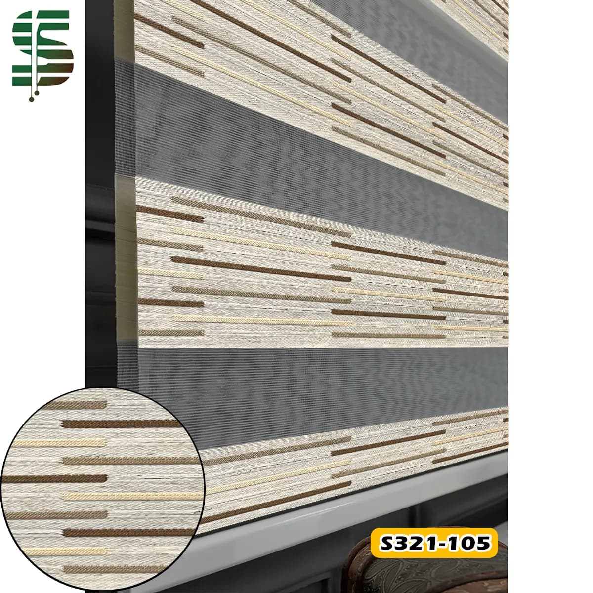 پرده زبرا طرح برجسته کد S321 در 3 رنگ — تصویر ۵