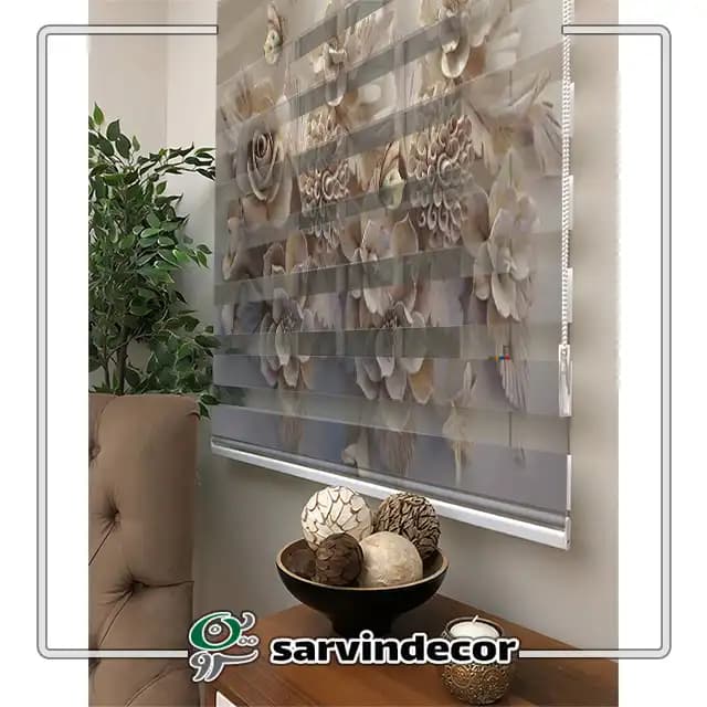 پرده زبرا سه بعدی طرح گل برجسته کد T698