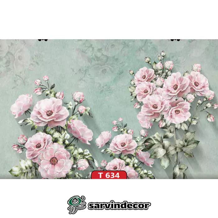 پرده زبرا سه بعدی مدل گلدار کد T634 — تصویر ۳