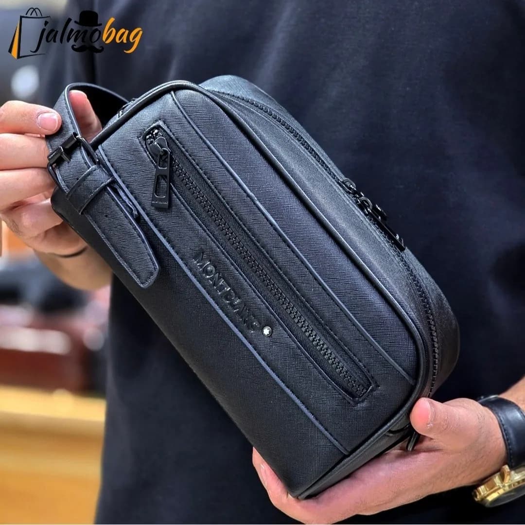 کیف دستی و دوشی چرم صنعتی مونت بلانک مدل کوچک — تصویر ۳