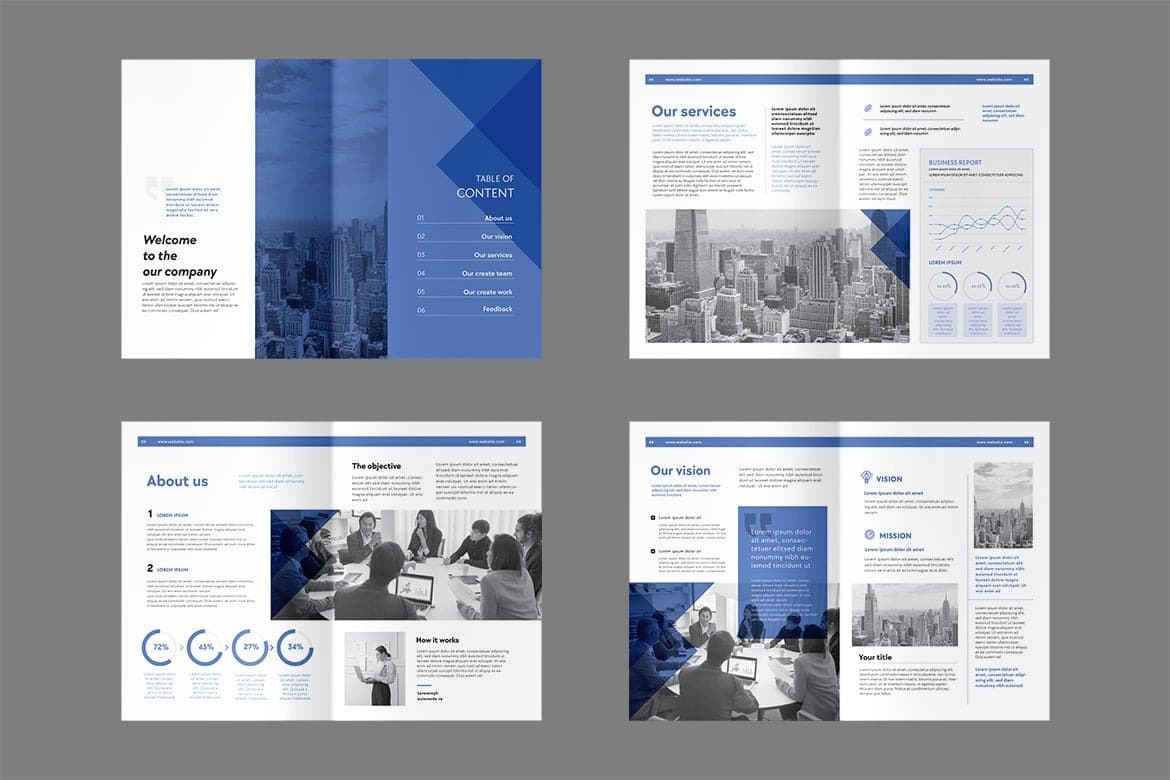 بروشور لایه باز شرکتی آبی Company Profile — تصویر ۵
