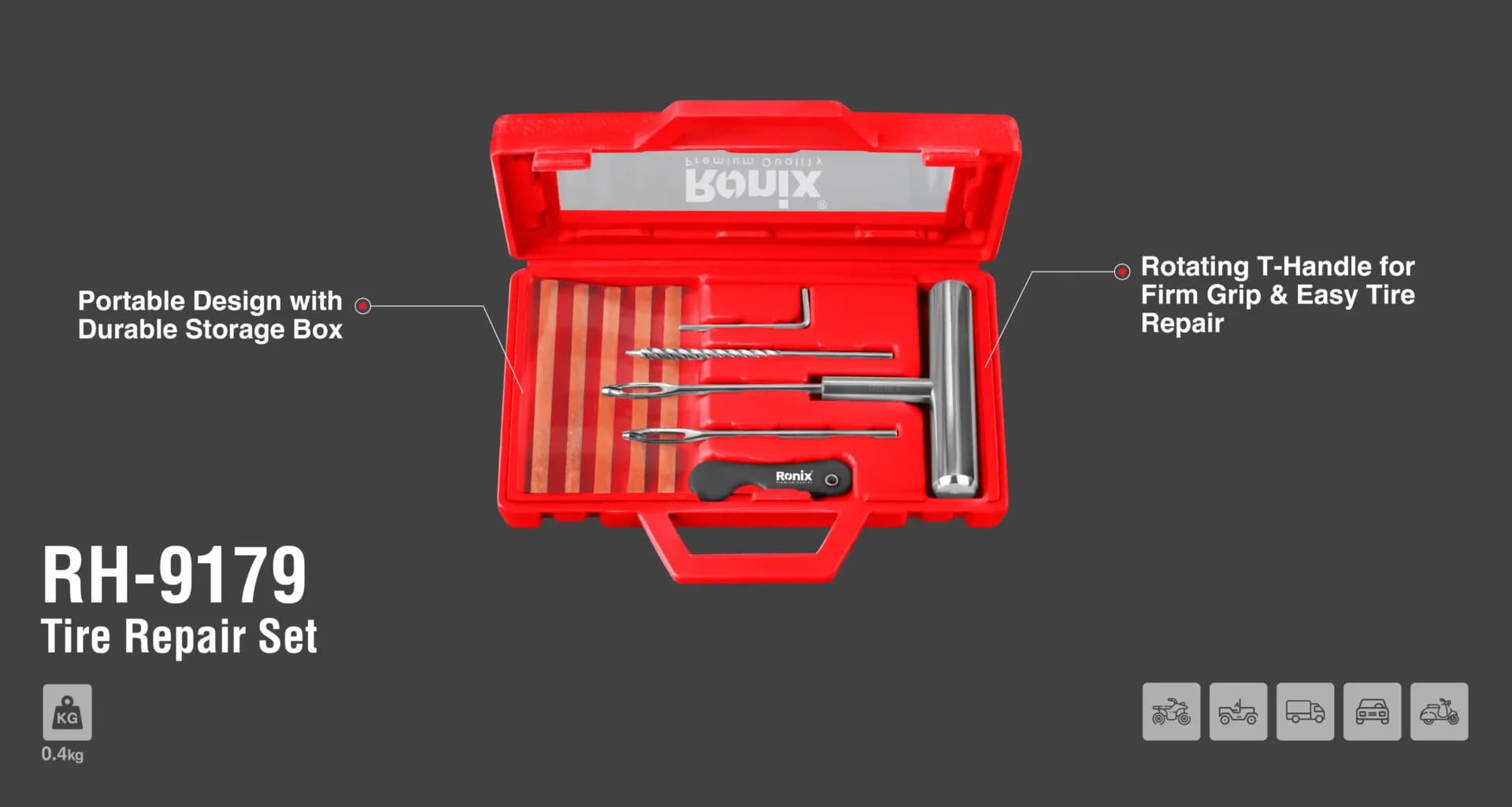 کیت تعمیر تایر رونیکس RH-9179 کیت پنچرگیری خودرو — تصویر ۶