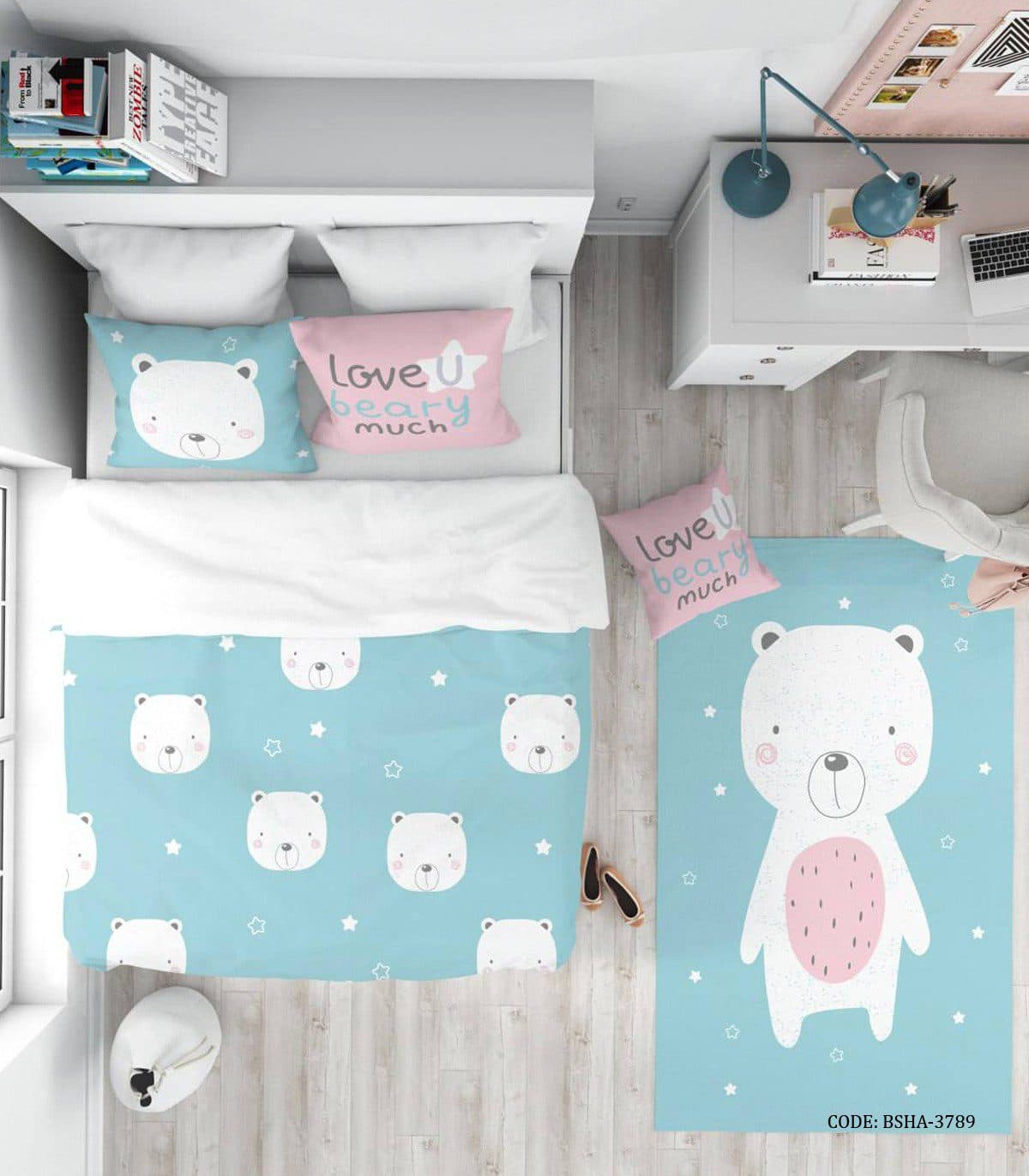 روتختی کودک پسرانه 4 تکه طرح خرس سفید مدل beary much