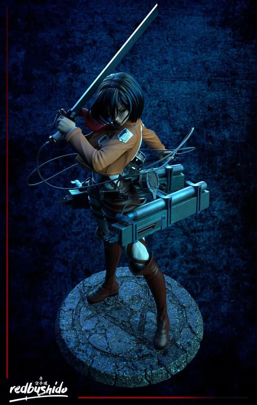 ⚔️🧣 فیگور میکاسا آکرمن (Mikasa Ackerman – Attack on Titan) ارتفاع ۴۰ سانتیمتر | جنس PLA+ — تصویر ۵