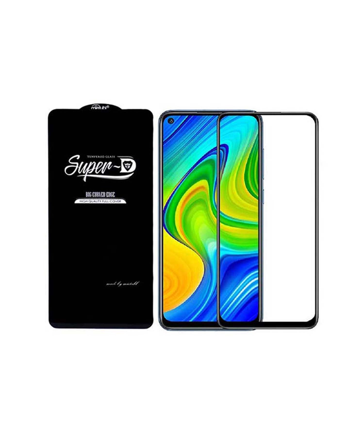 محافظ تمام صفحه نمایش شیشه ای Super D شیائومی Redmi Note 9 — تصویر ۲