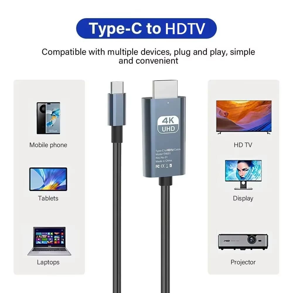 کابل مبدل Type-c به HDMI مدل XP-CHD140U طول 2متر (کارکرد روی برخی موبایل ها طبق توضیحات) — تصویر ۲