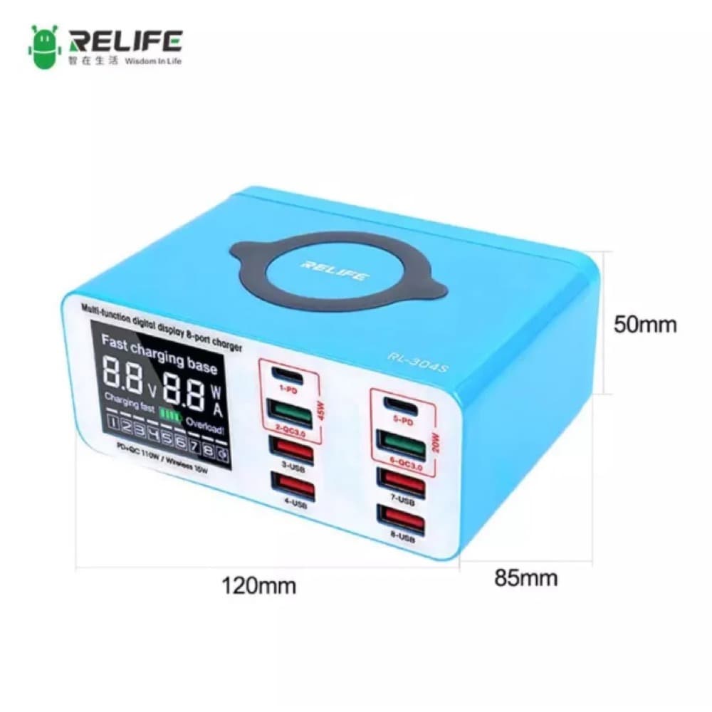 مولتی شارژر رومیزی ریلایف مدل RELIFE RL-304S با شارژ بیسیم — تصویر ۴