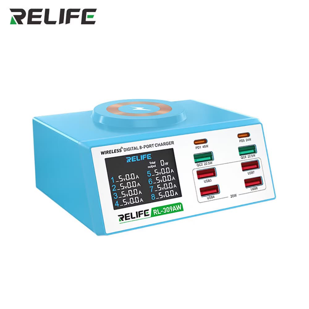 مولتی شارژر و تستر رومیزی وایرلس ریلایف مدل RELIFE RL-309AW — تصویر ۷