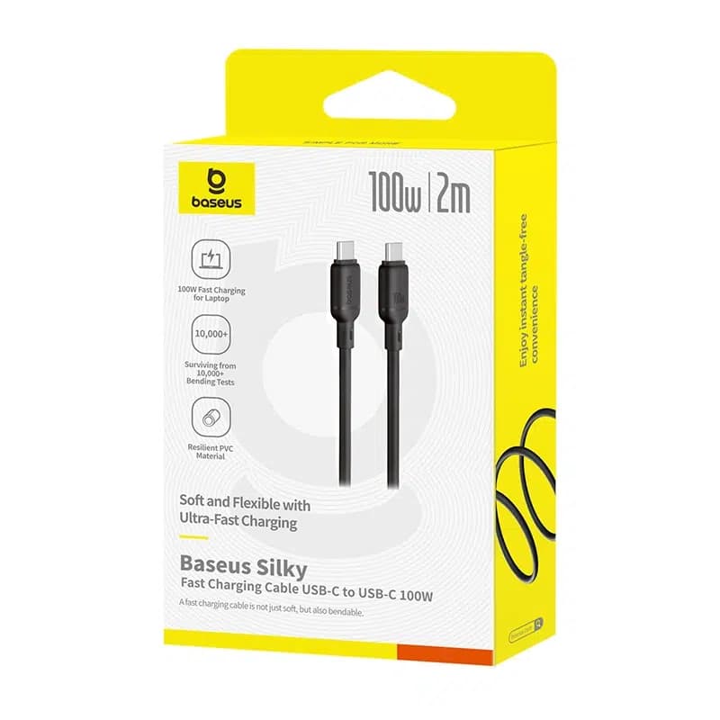 کابل باسئوس سری Silky تایپسی به تایپسی ۲ متری فست شارژ ۱۰۰ وات Baseus Silky