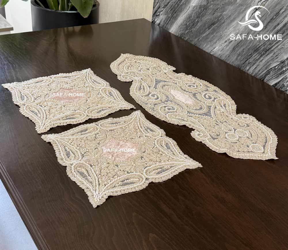 ست رومیزی پاشا 5 تکه منجوق طرح نگارین — تصویر ۶