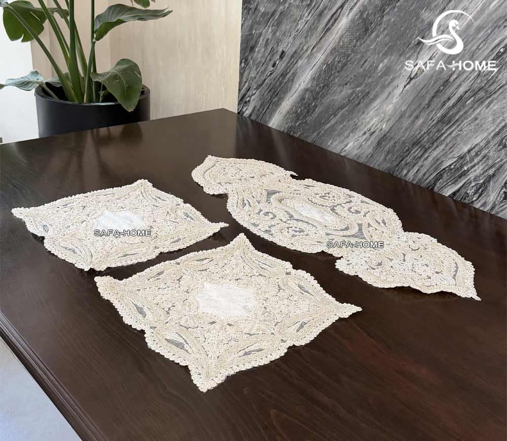 ست رومیزی پاشا 5 تکه منجوق طرح نگارین — تصویر ۵