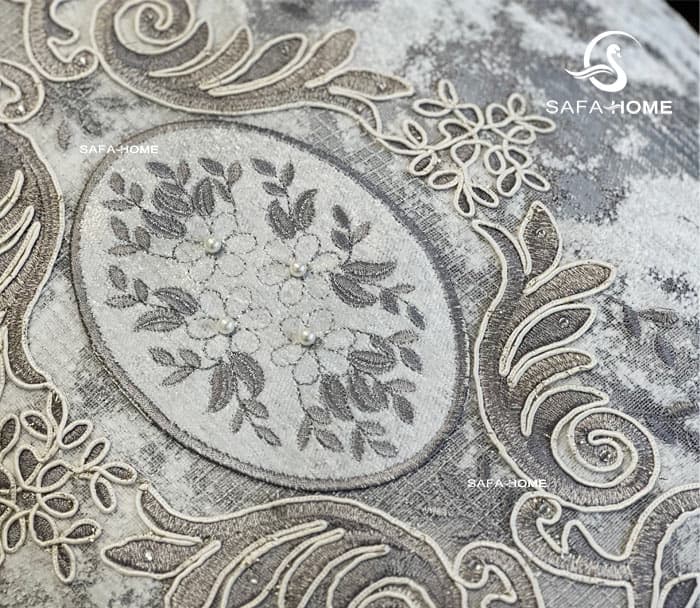 روتختی عروس دونفره طرح مخمل پتینه گلاریس طوسی — تصویر ۶