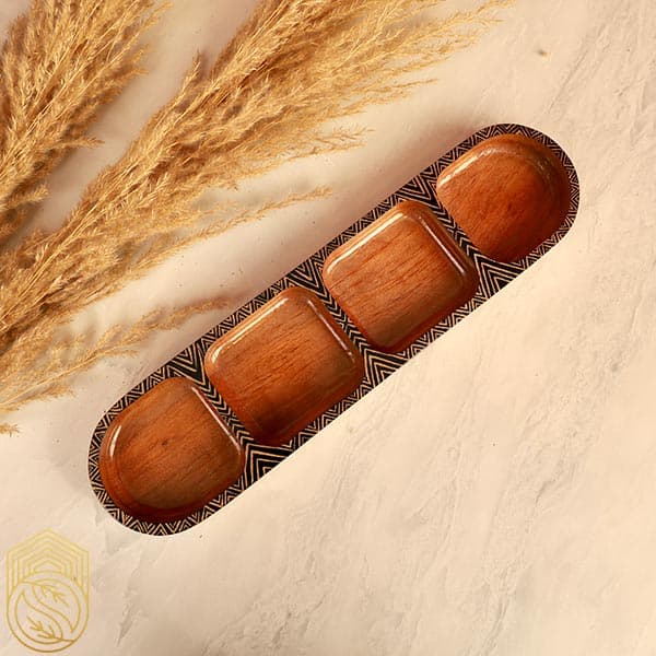 ظرف اردوخوری چوبی 4 خانه نقاشی شده در دو طرح کد sh100