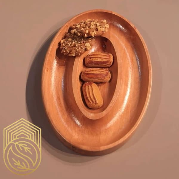 ظرف چوبی سرو و اردور خوری بیضی هزارتو