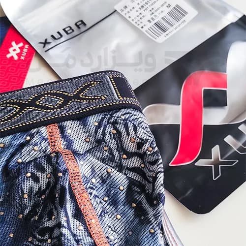 شورت مردانه فانتزی پشت باز 2 بند لامبادا XUBA آبی چریکی — تصویر ۴