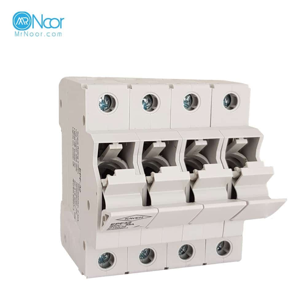 پایه سکسیونر فیوز 32 آمپر ACسایز 38×10 چهار پل کاوه — تصویر ۲