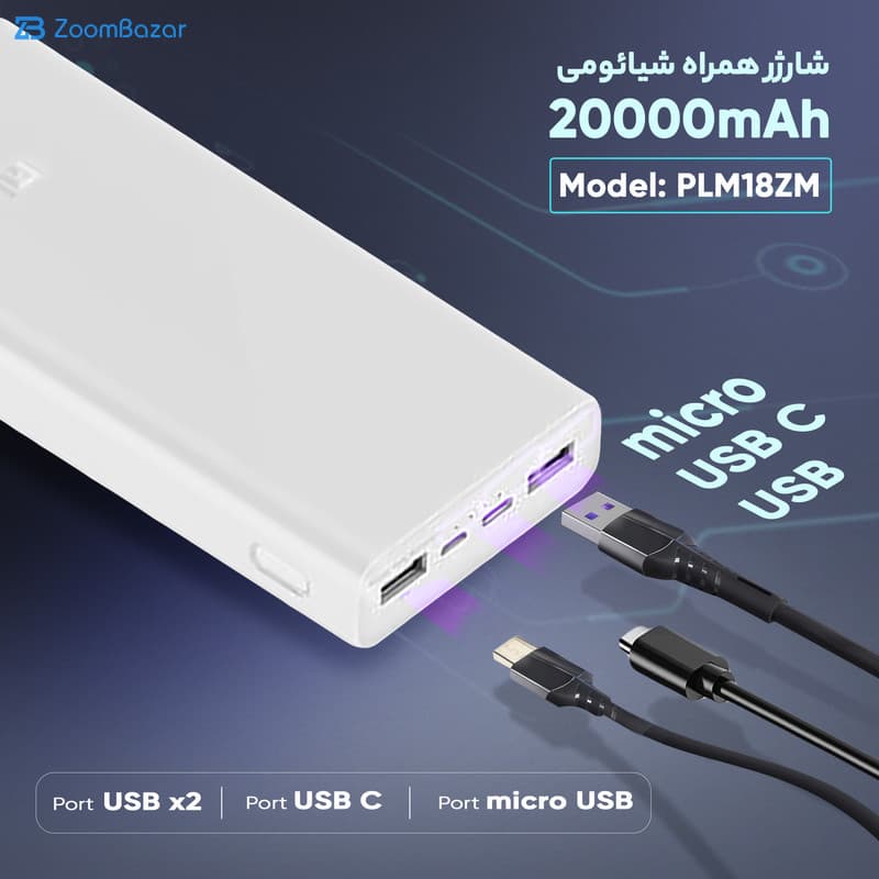 پاوربانک شیائومی 20000 میلی آمپر مدل PLM18ZM — تصویر ۵