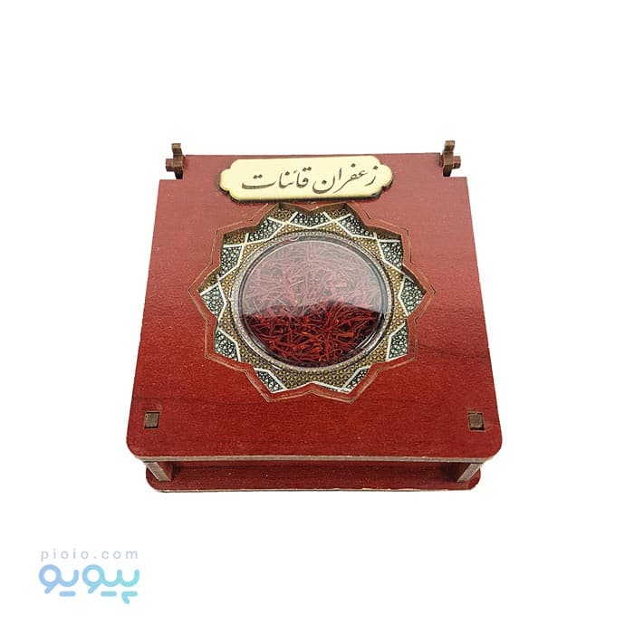 زعفران نگین نیم مثقال بسته بندی خاتم چوبی — تصویر ۲