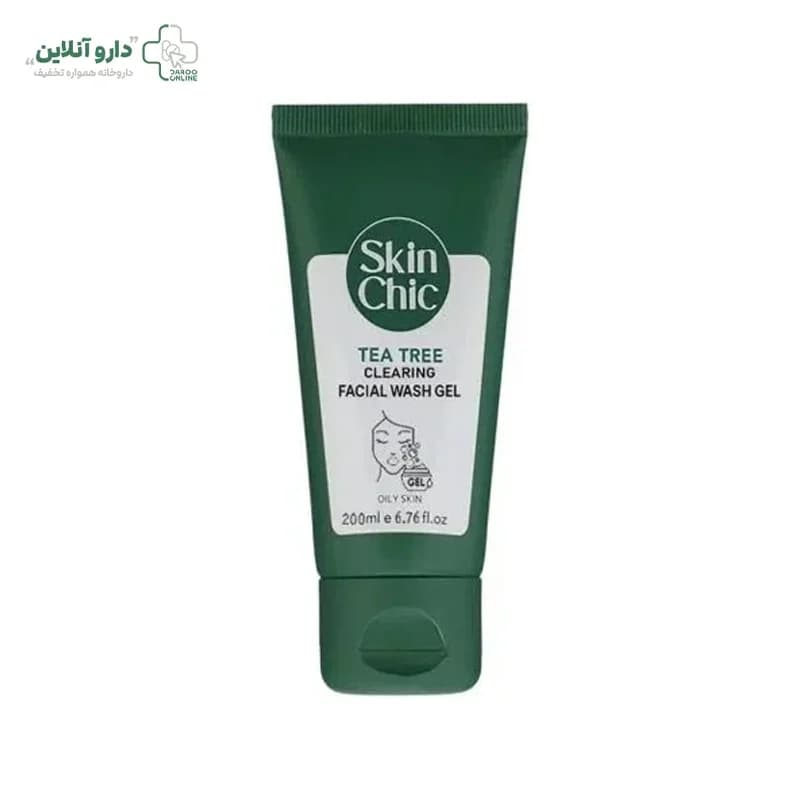 ژل شوینده صورت اسکین شیک مناسب پوست های چرب و آکنه دار حاوی روغن درخت چای حجم 200 میلی لیتر