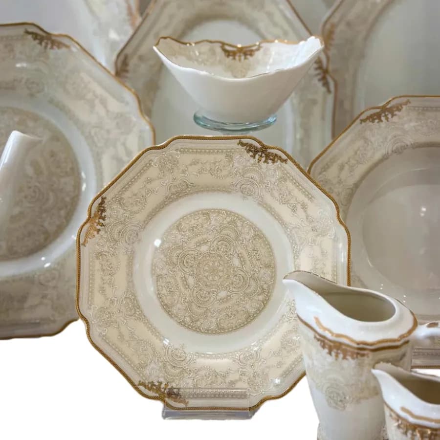 سرویس چینی توس برند ادگار (edgar) مورگان طلا 6 نفره 45 پارچه