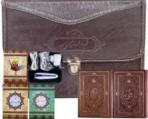 قلم هوشمند قرآنی بصیر بسته مدل 8گیگ با قرآن 604صفحه ای و کلیات مفاتیح با کیف چرم