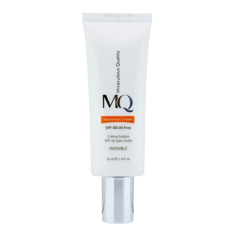 کرم ضدآفتاب بیرنگ ام کیو SPF50 مدل INVISIBLE، مناسب پوستهای چرب، حجم 55 میلیلیتر — تصویر ۲